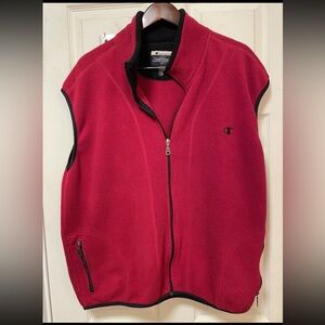 Vintage 90s Champion Red Fleece Vest Full Zip Pockets Men’s Size XL Gorpcore EUC